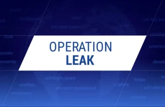 Banni&egrave;re "Operation Leak" avec mots-cl&eacute;s de cybers&eacute;curit&eacute; en arri&egrave;re-plan.